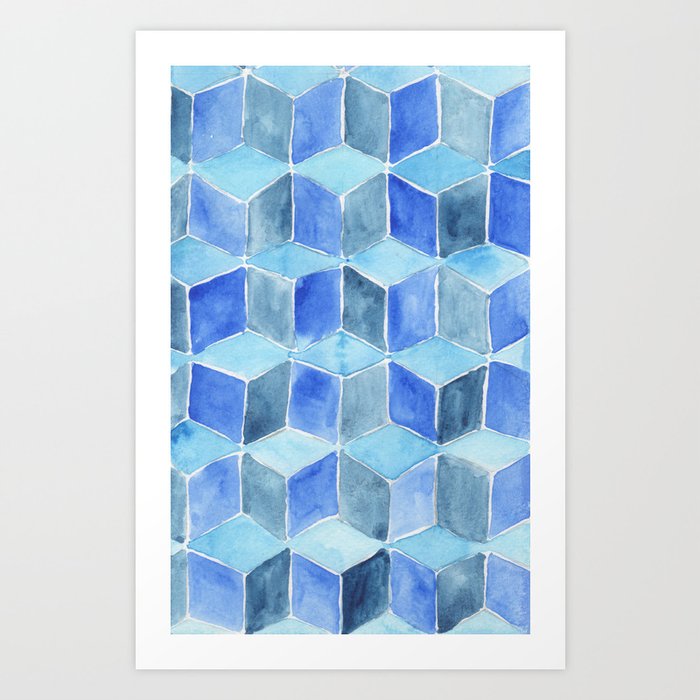 Blue Cube Art Print