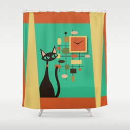 Tardy Retro Cat Shower Curtain