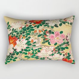 Blossoming Azalea flower in pot - Vintage Japanese Woodblock Print Art Rectangular Pillow