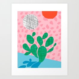 Lampin' - memphis throwback style retro neon cactus desert palm springs california southwest hipster Art Print
