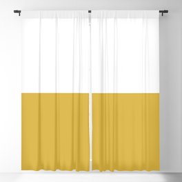 Mustard Yellow and White Minimalist Color Block Solid Half and Half Blackout Curtain