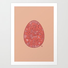 Red Mechanical Egg Art Print