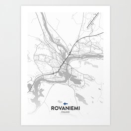 Rovaniemi, Finland - Light City Map Art Print