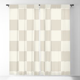 Checkerboard Check Checkered Pattern in Mushroom Beige and Cream Blackout Curtain