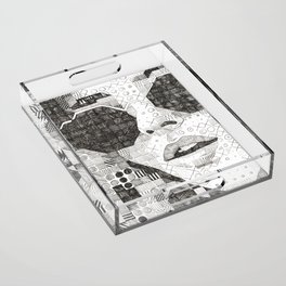 Black and White Illustration of Woman in Sunglasses Acrylic Tray