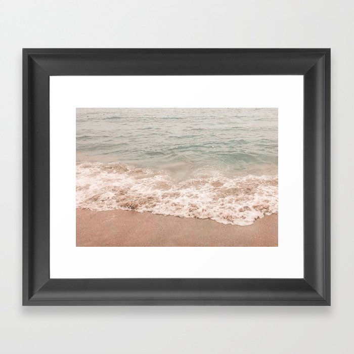 Pink Sands and Teal Waves Framed Art Print