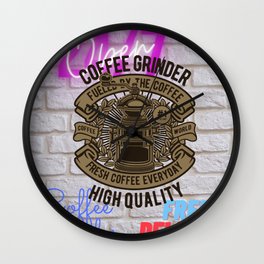 Coffee Grinder Retro Wall Clock | Retro, Funny, Morning, Barista, Espresso, Bar, Coffeegrinder, Digital, Latte, Graphicdesign 