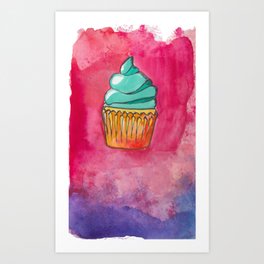 Watercolor Cupcake Art Print
