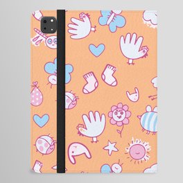 Cute Valentine Seamless Pattern Orange iPad Folio Case