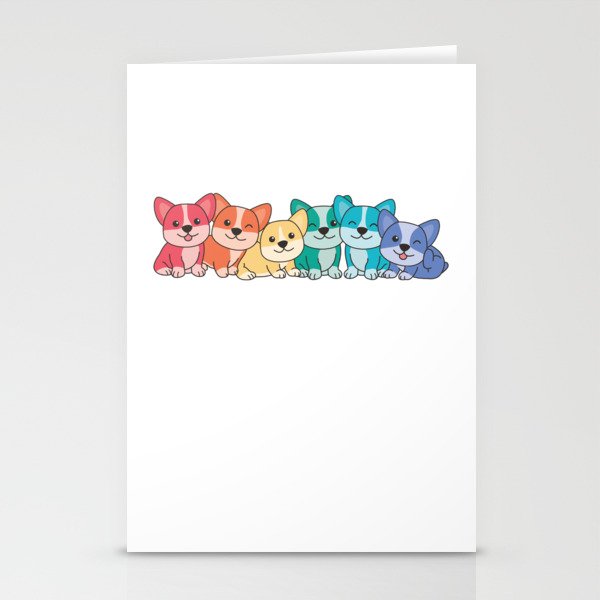 Rainbow Flag Gay Pride Lgbtq Corgi Cute Dogs Stationery Cards