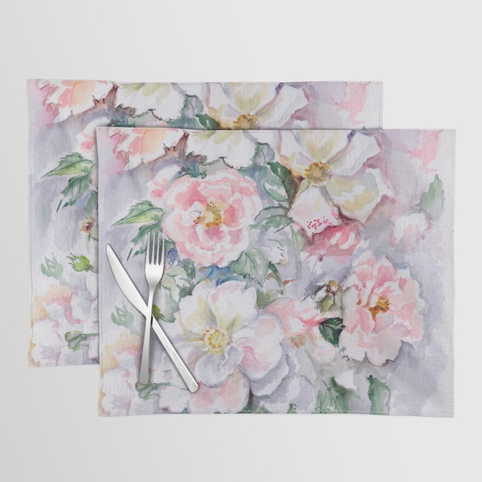 White Wild Roses Watercolor painting White Pink Rose Flower Bouquet