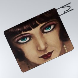 I will follow you into the dark female jazz age flapper portrait painting for bedroom wall decor Picnic Blanket