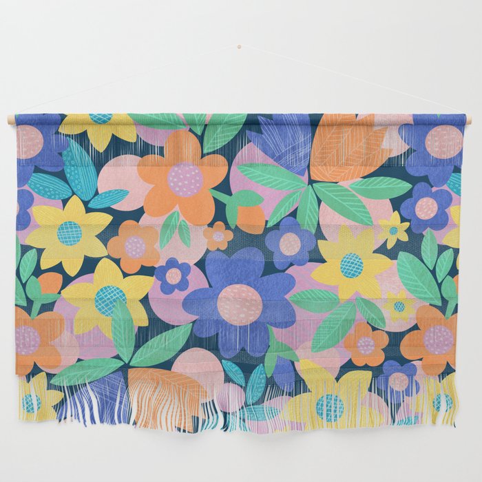 Spring Mod Flowers Pattern Wall Hanging