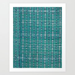 Vintage Guatemalan Textile Pattern in Blue Art Print