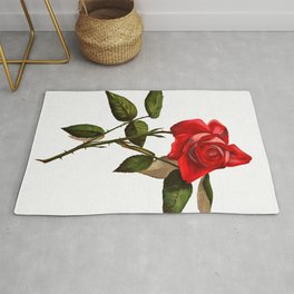 Artistic Single Stem Red Rose Rug