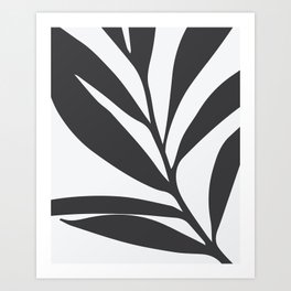 Leaf Minimalist Botanical Boho Black and White 04 Art Print