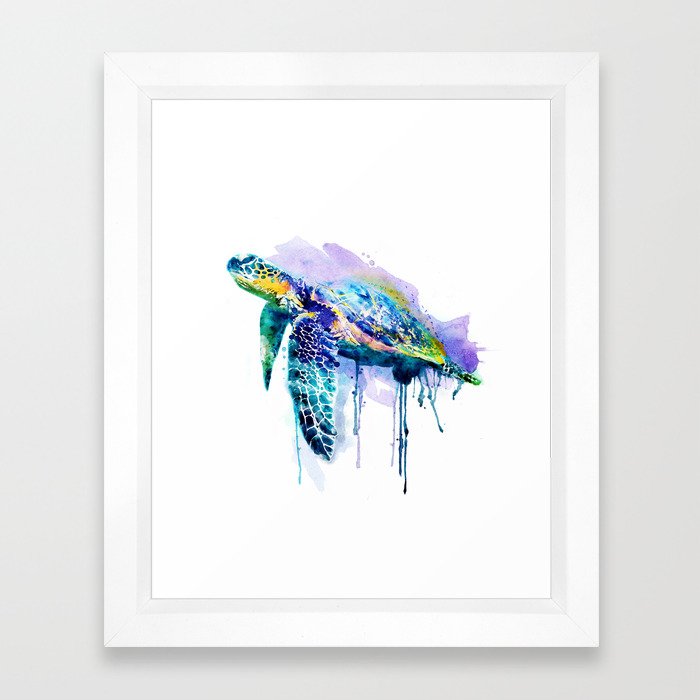 Watercolor Sea Turtle Framed Art Print