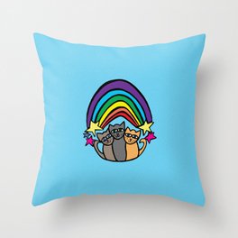 Cats and a Rainbow Throw Pillow