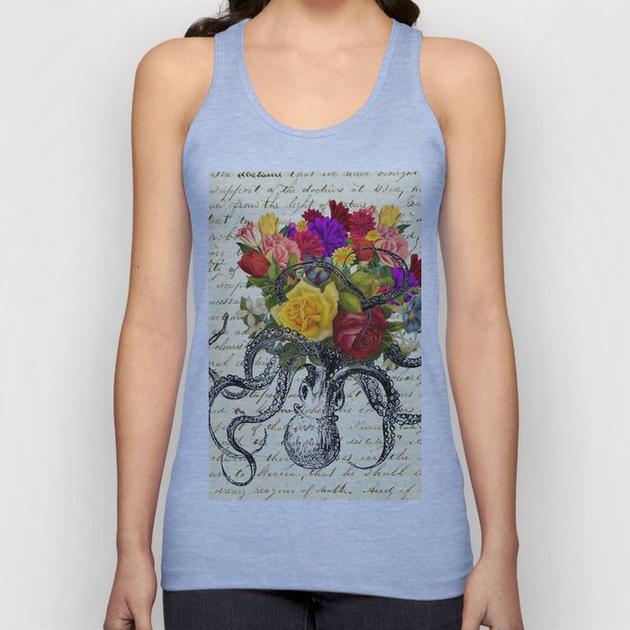 Octopus Attacking Flowers Tank Top