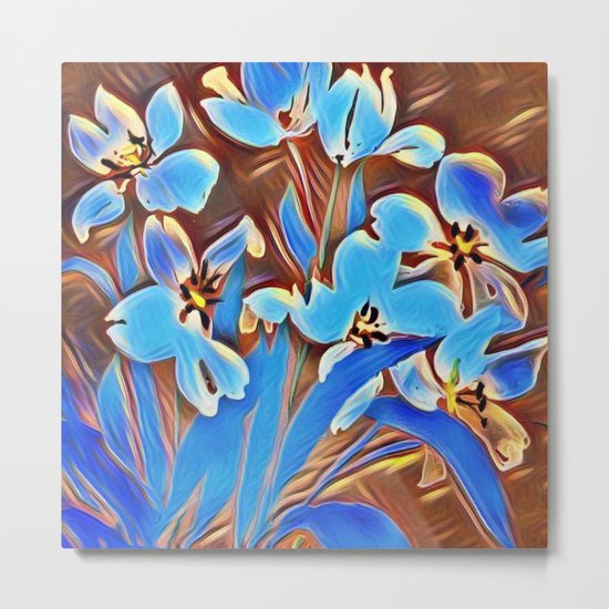 Painted Forget Me Nots Metal Print