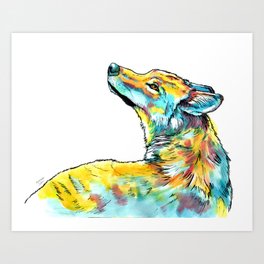 Gentle Wolf - animal painting sketch Art Print