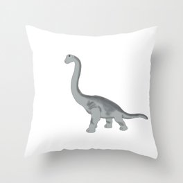 Cute Long Neck Dinosaur Illustration Throw Pillow
