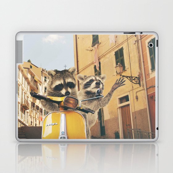 Raccoons on the road trip Laptop & iPad Skin