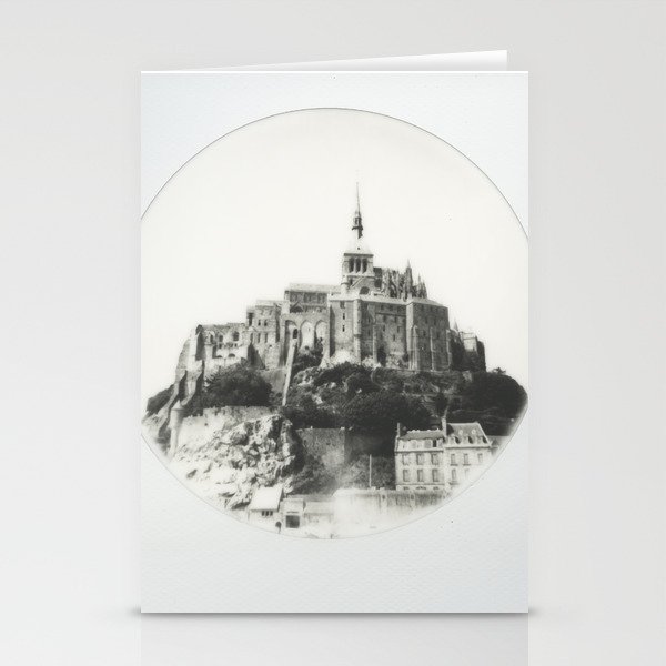 Mont Saint-Michel in Black and White - Instant Film Photograph Stationery Cards