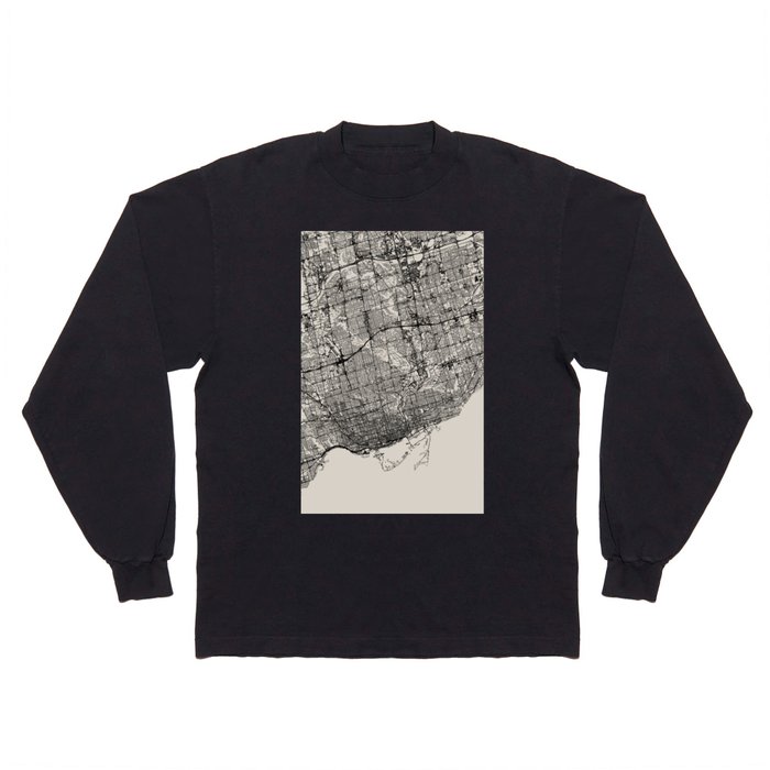 Toronto, Canada - Black and White Map of the city Long Sleeve T Shirt