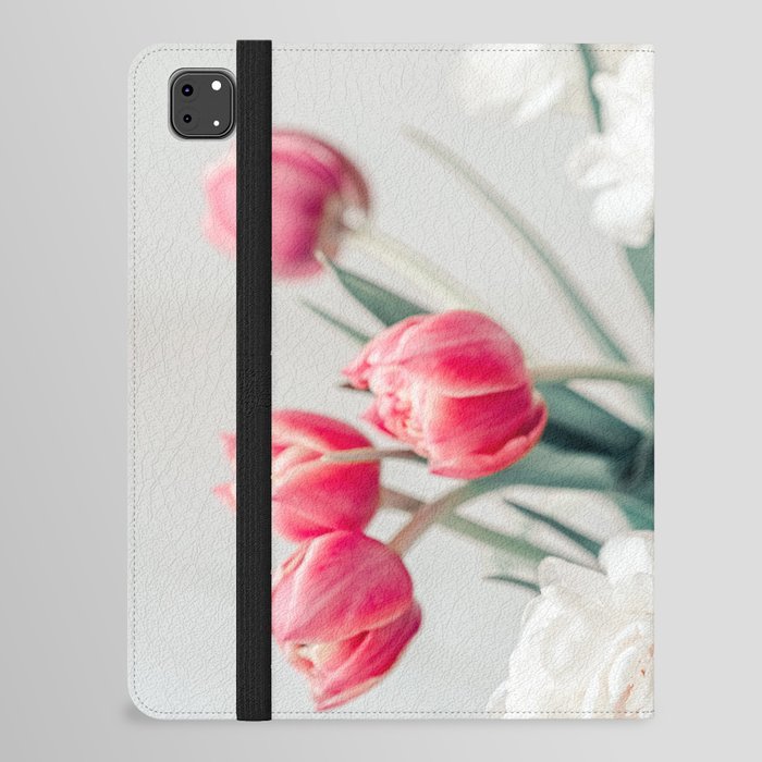 Pink Tulips Art Print, Still Life Home Decor Composition, Spring Flowers Bouquet Art, Pink Flowers Valentines Day, Floral Decoration iPad Folio Case