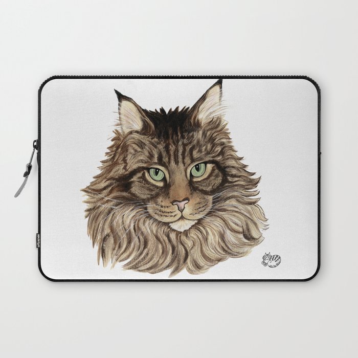 Maine Coon Cat Cats By Nina Lyman Laptop Sleeve By Ninalyman
