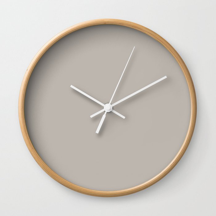 Neutral Soft Gray Taupe Solid Color PPG Silver Dollar PPG1022-3 - All One Single Shade Hue Colour Wall Clock