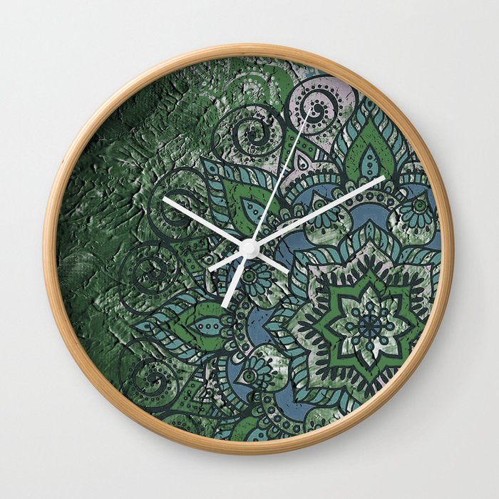 N51 Antique Boho Traditional Moroccan Style 2020 Trending Green Color. Wall Clock by
