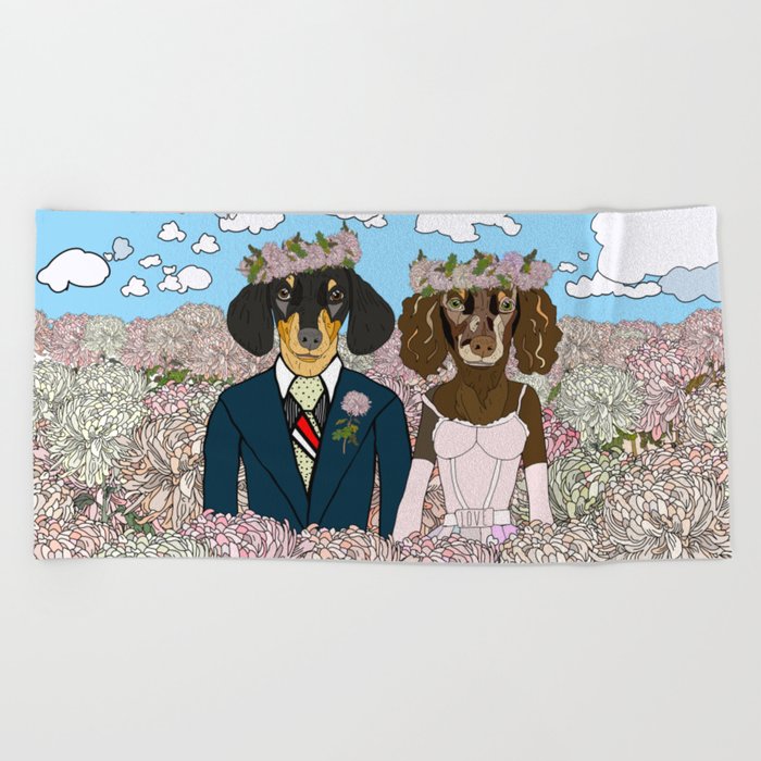 Dachshund Honeymoon Beach Towel By Notsniw Society6 Dachshund Honeymoon Beach Towel