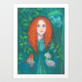 Child of Forest Redhead Girl Fantasy Surreal Art Art Print