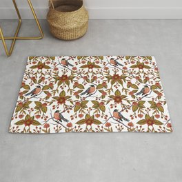 New Beginnings - Spring/Summer Floral Pattern With Robins, Branches & Flowers Area & Throw Rug