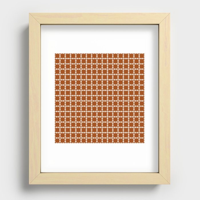 Geometric retro orange pattern Recessed Framed Print