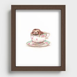 Sloth in the Teacup by Hannah Seakins Recessed Framed Print