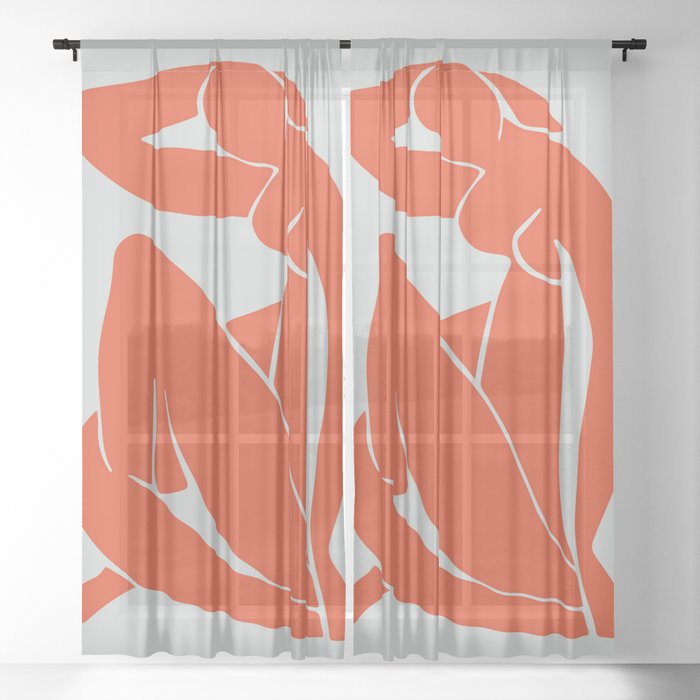 Blue Nude in Orange - Henri Matisse Sheer Curtain