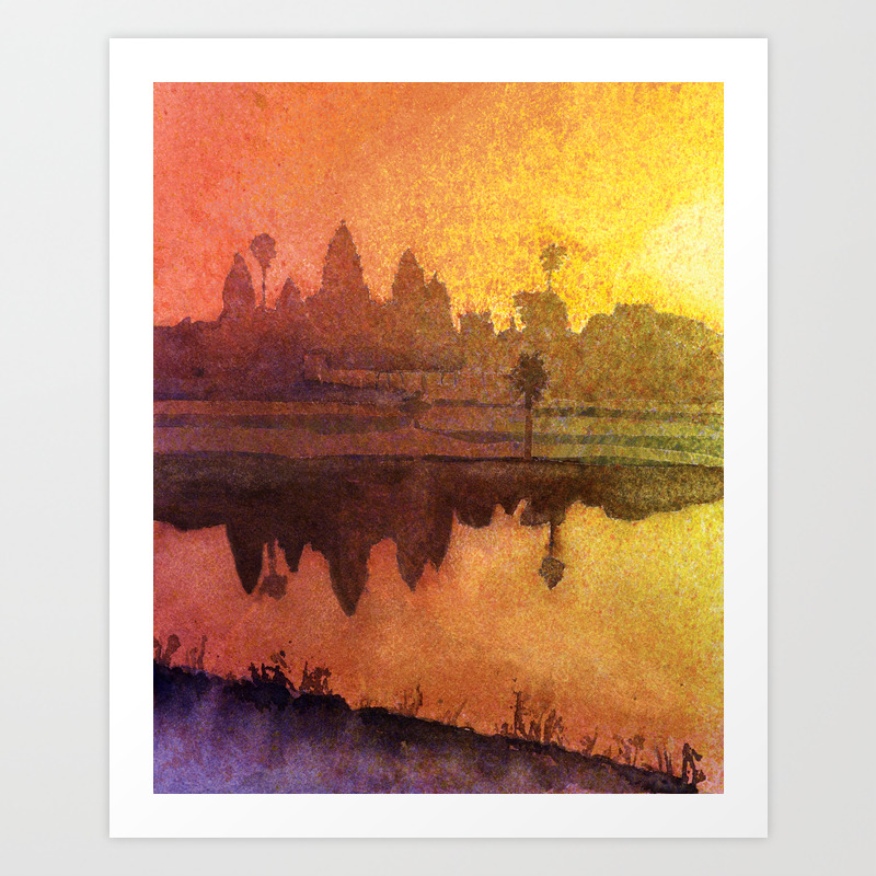 Angkor Wat Ruins Near Siem Reap Cambodia Fine Art Painting Art