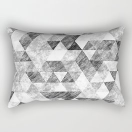 Triangles Grunge Pencil Geometric Black&White Grey Rectangular Pillow