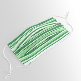 [ Thumbnail: Light Green, Sea Green & Mint Cream Colored Striped Pattern Face Mask ]