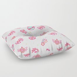 Cute Colourful Magical Girl Pattern with Hearts, Stars & Sparkles Floor Pillow
