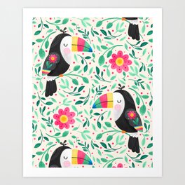 Cheeky Toucan Pattern Art Print