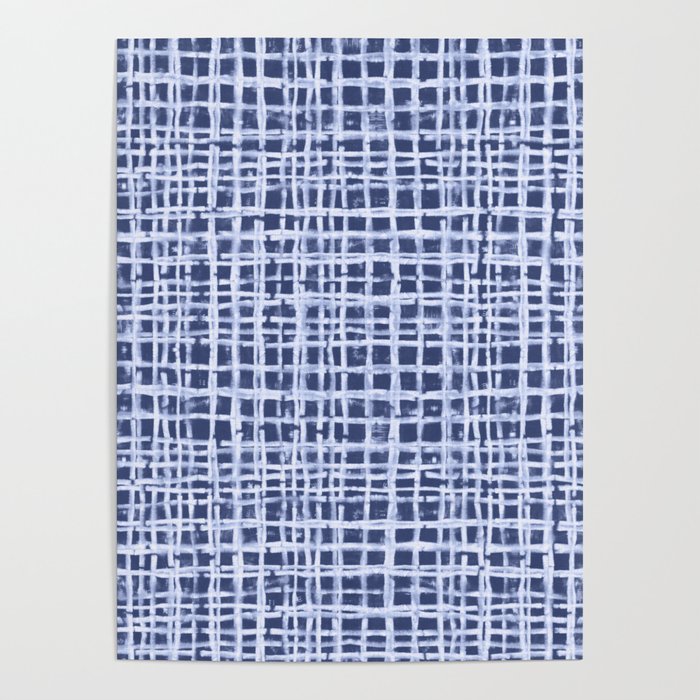 Shibori blue and white plaid Poster