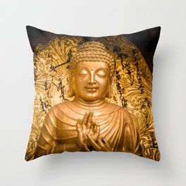 Gold Buddha Statue  Throw Pillow