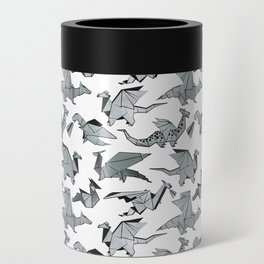 Origami metallic dragon friends // white background metal silver fantasy animals Can Cooler