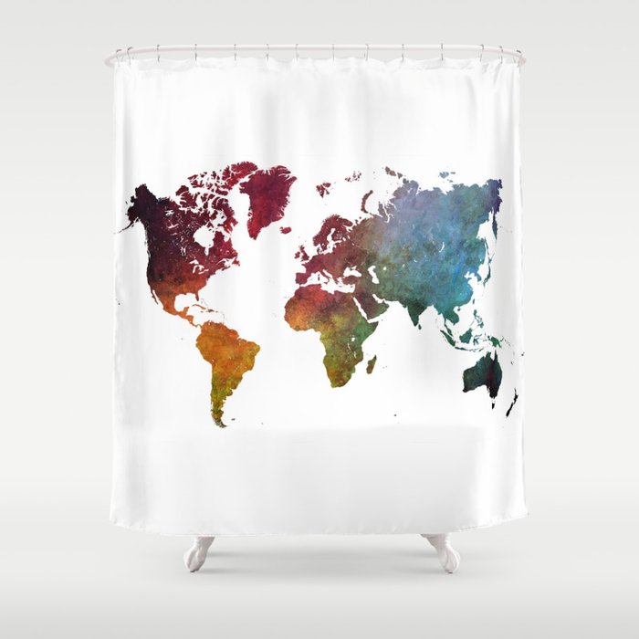 World Map Shower Curtain By Jbjart