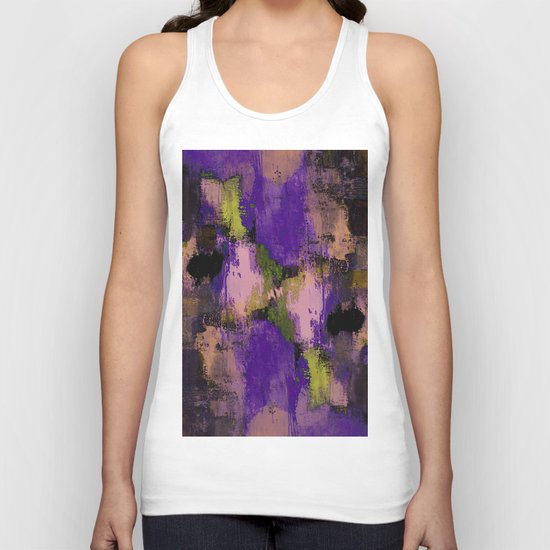 Abstract Nature - Textured, blue, yellow, pink, lilac, purple, black and orange painting Unisex Tank Top