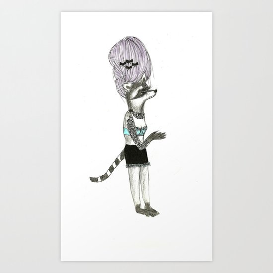 Tattooed Raccoon Art Print